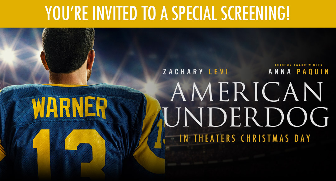 American Underdog: The Kurt Warner Story' comes to theaters Christmas Eve